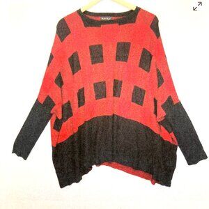 Charlie Paige Slouchy Buffalo Plaid Sweater Top/Poncho Size X/XL
